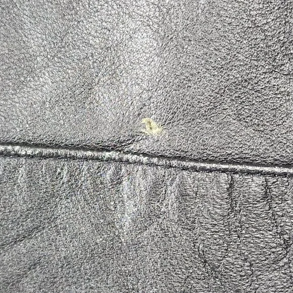 Vintage Wilsons Leather Black Button Up Button Up Jacket Inner Zip Pocket Medium - Picture 5 of 15